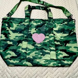 Stoney Clover Lane Camo Classic Tote with Pink Heart Pearl Patch Sewn on by SCL